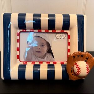 Mud Pie Navy and White Striped Baseball Frame